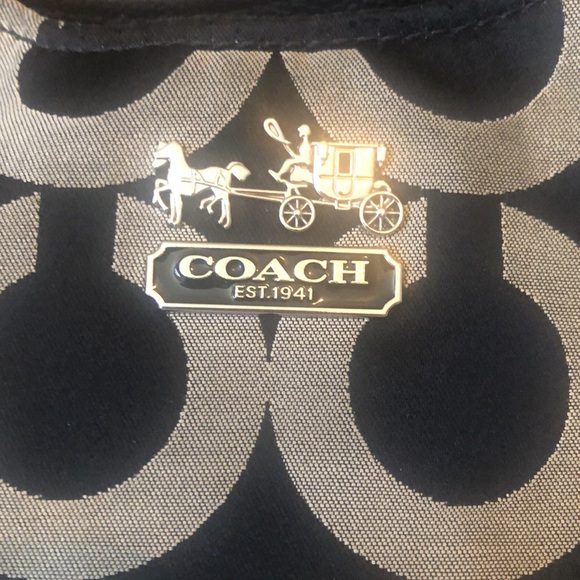 Coach poppy large 3 compartments purple satin interior black & silver good condi - Picture 3 of 12